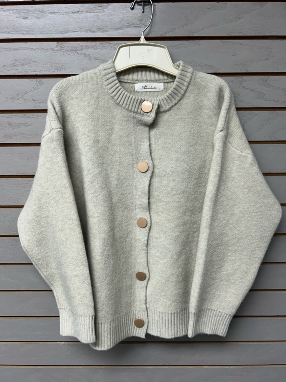 Aknvas Cream Button-Front Knit Cardigan